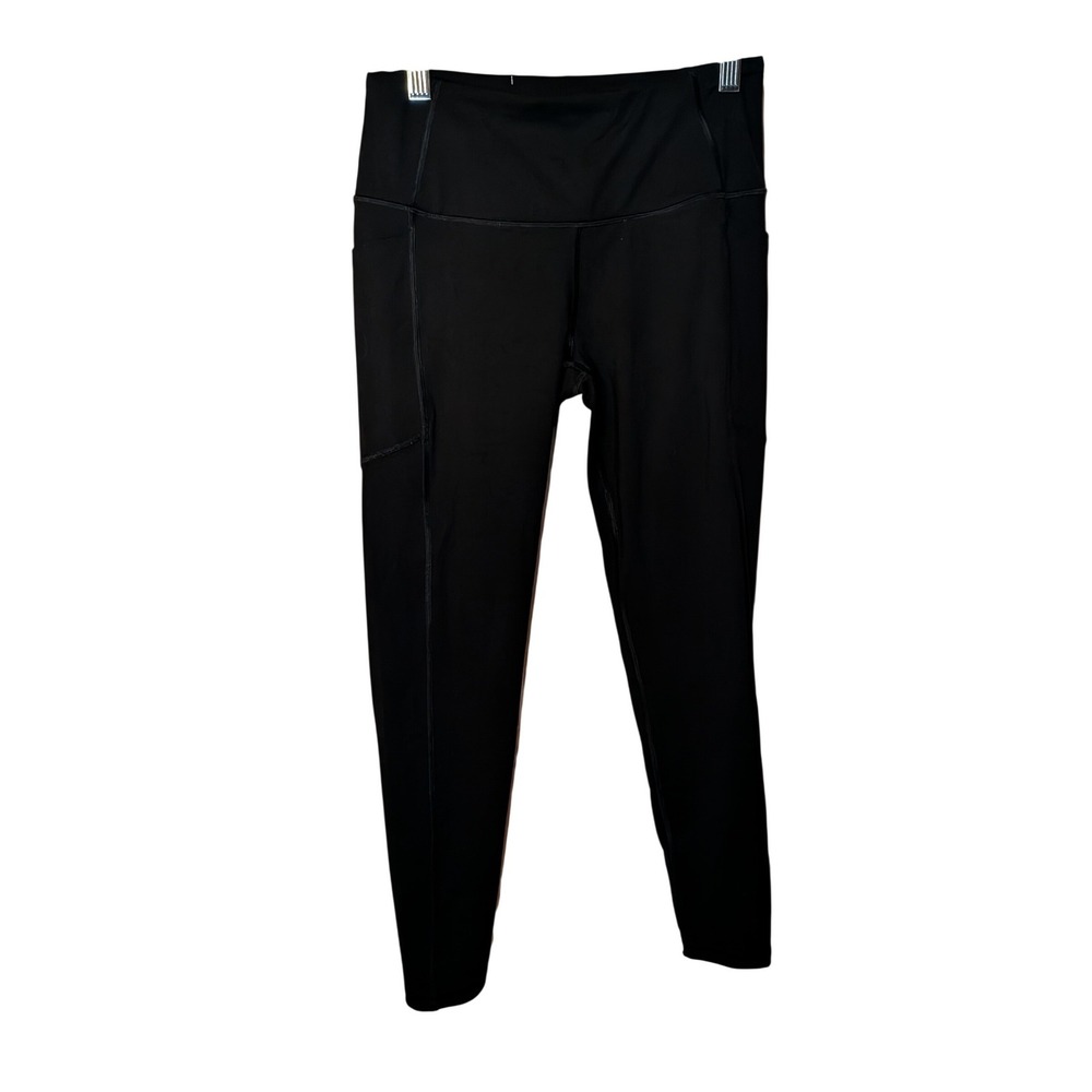 Victoria Sport Womens High Waist Leggings Black Side Pockets Size Small Short